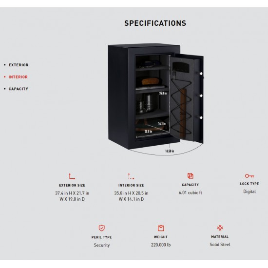 SENTRY SAFE ELECT 6.01CUFT/37.4"X19.8"X21.7" SS-T0-331
