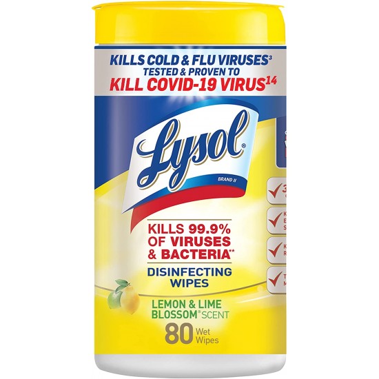 LYSOL DISINFECTING WIPES LEMON & LIME 75-80 WET WIPES