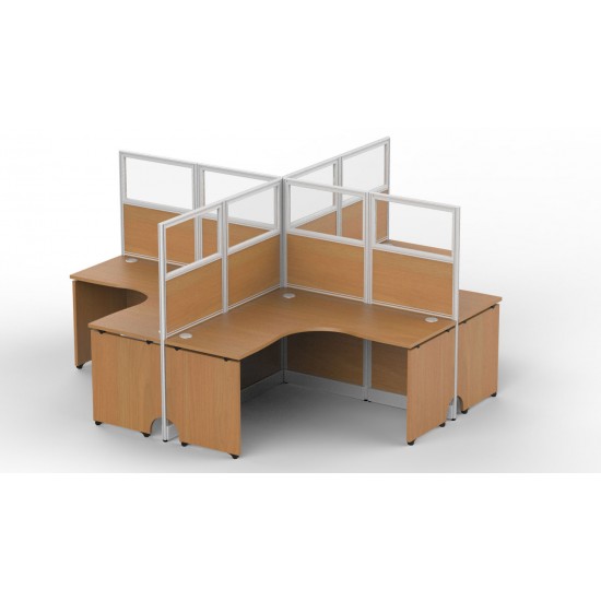 FCASE CLUSTER OF 4 56"X56" 57” HIGH WOOD GLASS