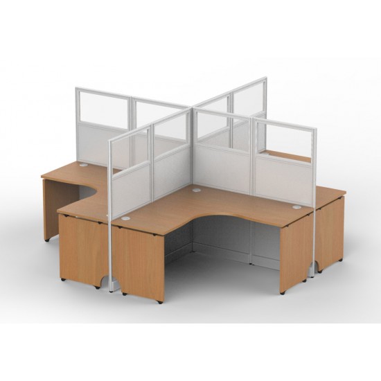 FCASE CLUSTER OF 4 56"X56" 57” HIGH METAL GLASS