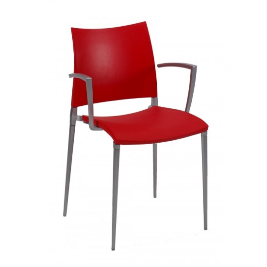 TILIA NEPTUN CHAIR PP ARM ALUM LEG RED 10007