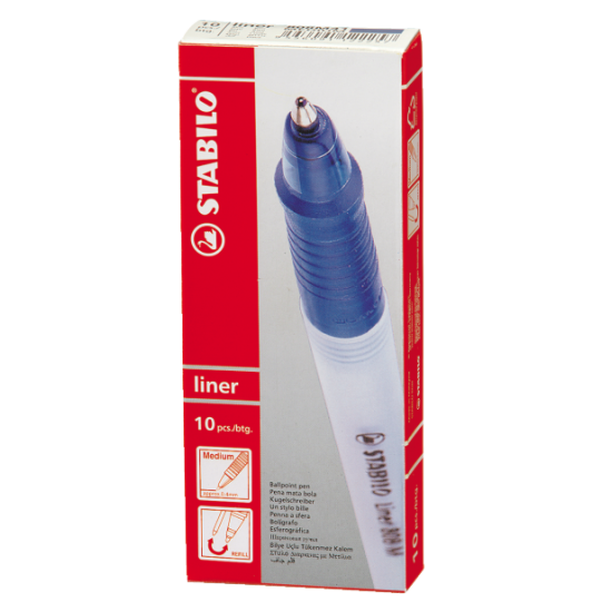 STABILO PEN BP LINER  MED BLUE 10/BX 808M/10/41