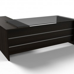 FCASE JULIO DESK EXECUTIVE GLASS TOP L SHAPE CHERRY RIGHT 4PC JL1818R