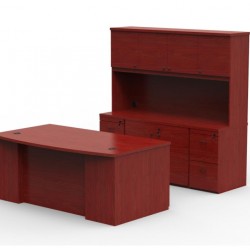 FC GA DESK EXECUTIVE DOUBLE  40X72 CHERRY + STORAGE  24X72 + HUTCH  16X72 