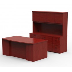 FC GA DESK EXECUTIVE DOUBLE  40X72 CHERRY + STORAGE  24X72 + HUTCH  16X72 