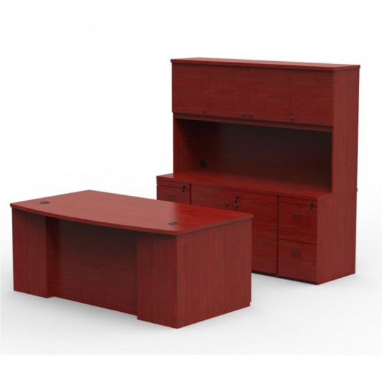 FC GA DESK EXECUTIVE DOUBLE  40X72 CHERRY + STORAGE  24X72 + HUTCH  16X72 