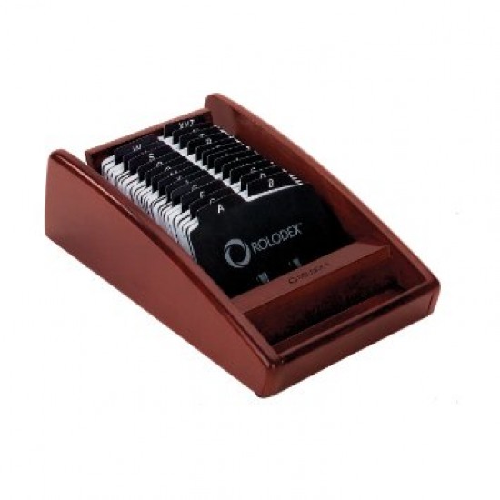 ROLODEX CARD FILE OPEN  WOODSTONES MAHOGANY  1734241