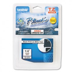 Brother Label Tape 1/4"6mm Whi	