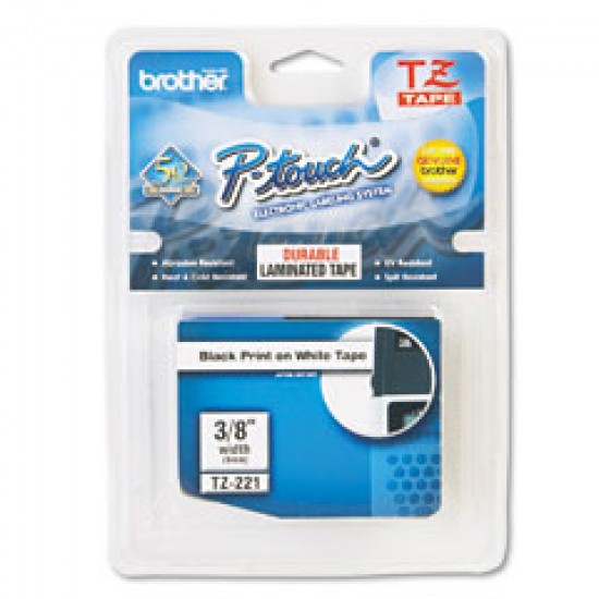 Brother Label Tape 3/8"9mm Bla	