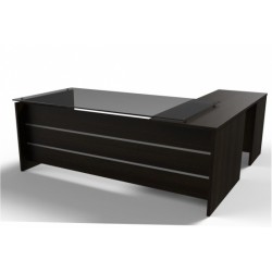 JULIO DESK EXE. GLASS TOP L SHAPE WENGE LEFT N RIGHT JL1818L