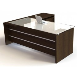 JULIO DESK EXE. GLASS TOP L SHAPE WENGE LEFT N RIGHT JL1818L