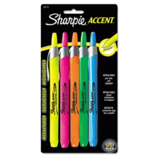 Sharpie retractable highlighter 5/pack