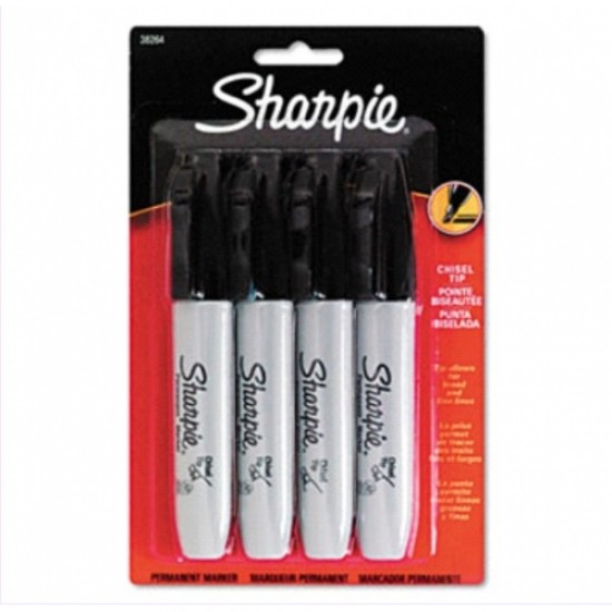 Sharpie marker chisel BLK  4/pack